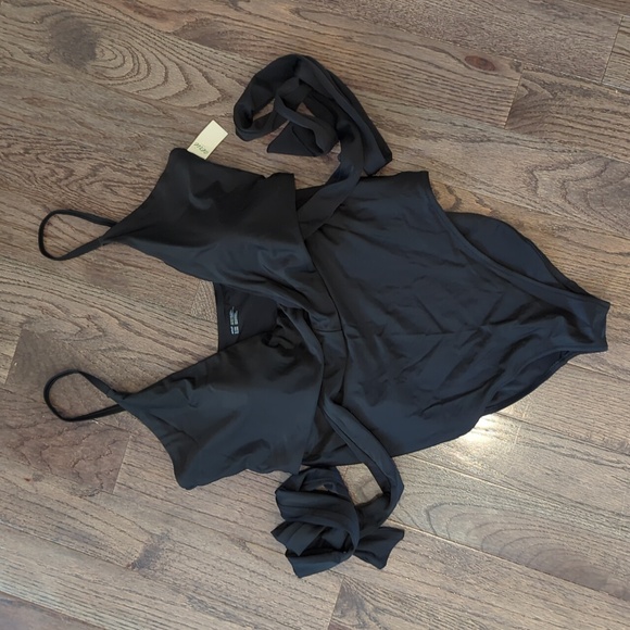 aerie Other - NWT Abercrombie One Piece size XL Long Wraparound Tie Front Black